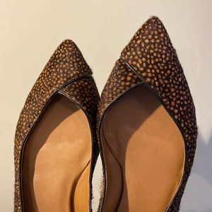 French Sole: New York Peppy Calf Hair Ballet Flats in Polka Dot/Quail Pattern